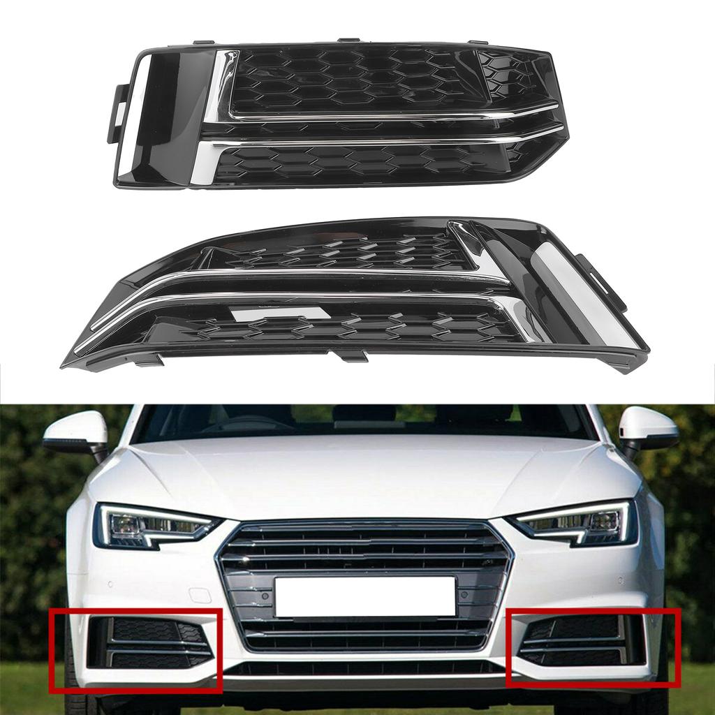 2pcs Front Bumper Lower Grille Black 8W0807681F Replacement Fit for A4 S4 B9 20162018