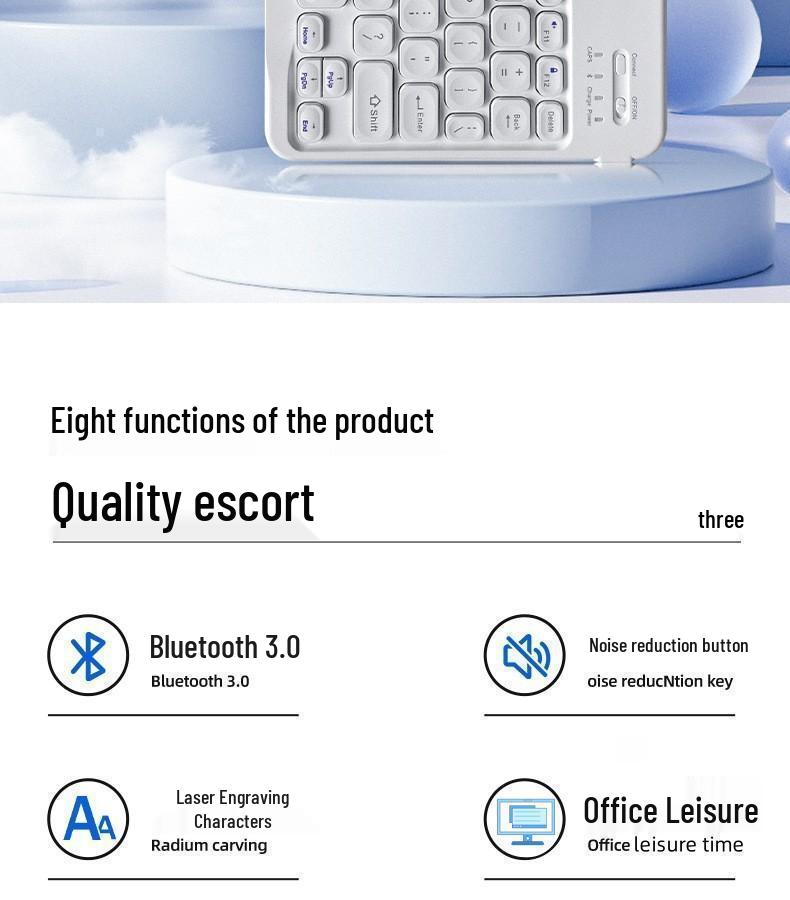Круглая колпачковая Bluetooth-клавиатура с перезаряжаемой батареей для iPad, телефона, планшета, ноутбука - Портативная волшебная внешняя клавиатура