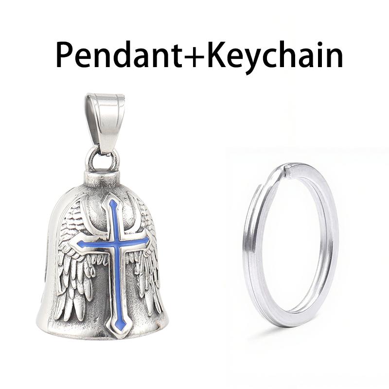 Vintage Stainless Steel Luck Bell Pendant Charm Riding Amulet Necklaces For Men Fashion Motorcycle Hip Hop Rock Party Jewelry