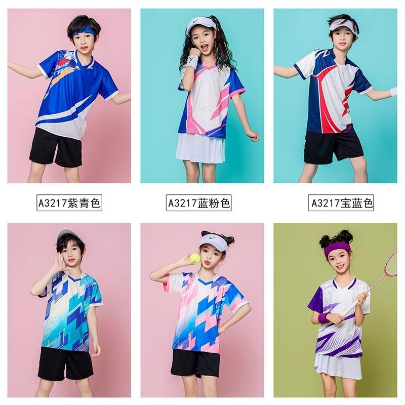 Kids Sports Set Badminton Tennis Volleyball Training Competition Breathable Milk Silk Uniform Boys Girls Fall