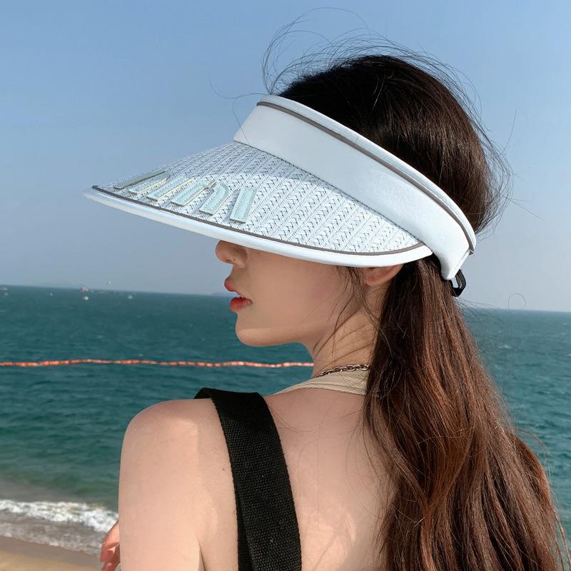 Летняя соломенная шляпа от солнца для женщин, солнцезащитный крем для улицы, пустая верхняя кепка, женская кепка с защитой от ультрафиолета, широкие козырьки