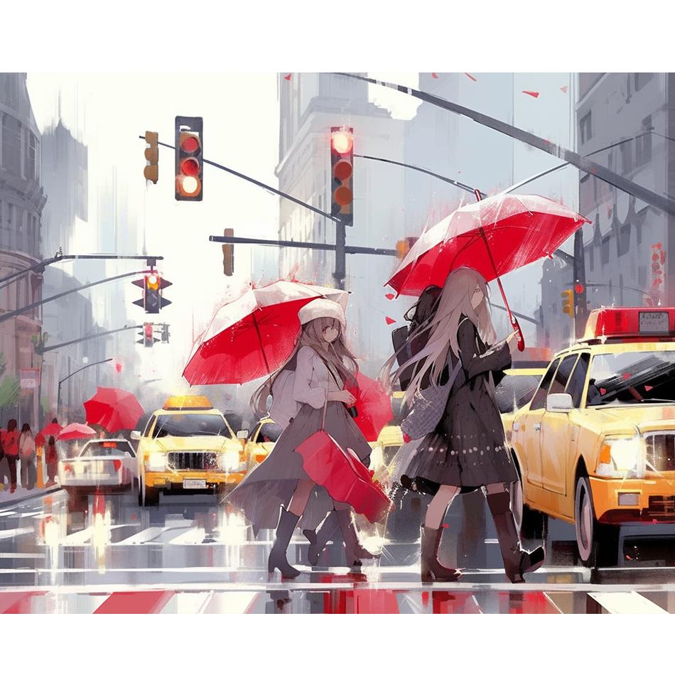 Frame City Street Painting By Numbers Kits For Adults Landscape Starter Kit Wall Art Diy Gift Acrylic Paint On Canvas 40x50cm