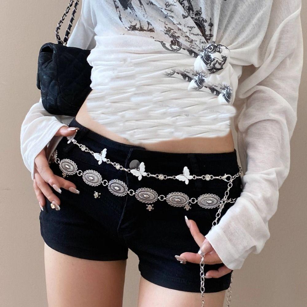 Belly Chain Metal Circular Ring Waist Chain Elegant Ethnic Belt Chain Dress Decoration