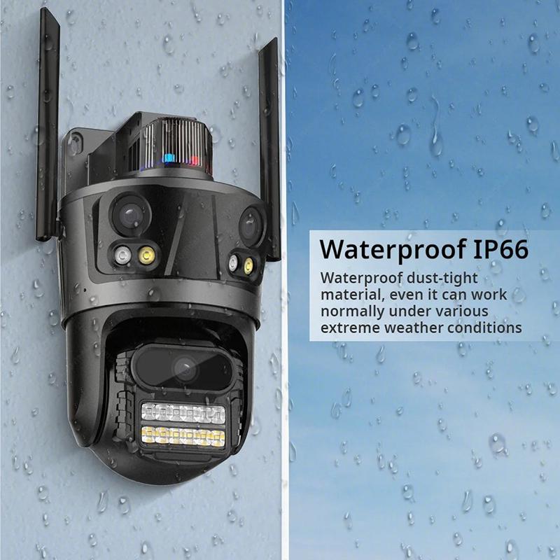 8MP 4K IP камера с двумя объективами, двумя экранами, PTZ, Wifi, наружная водонепроницаемая камера видеонаблюдения, полицейская сигнализация с подсветкой