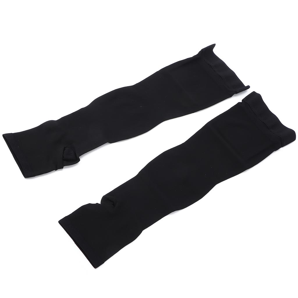 Open Toe Compression Thin Stockings Versatile Thigh High Mercerization Socks Black