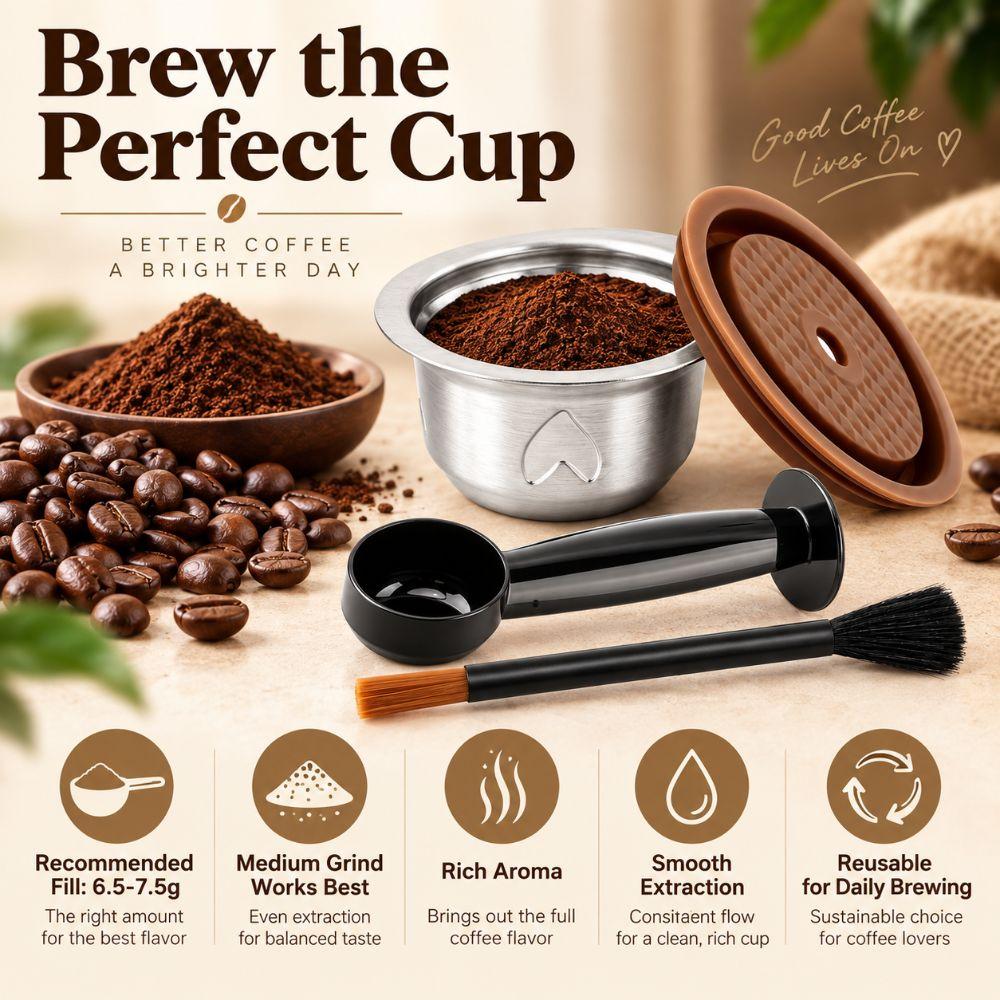 Stainless Steel Coffee Pod Set Reusable Coffee Capsule Home Coffee Brewing