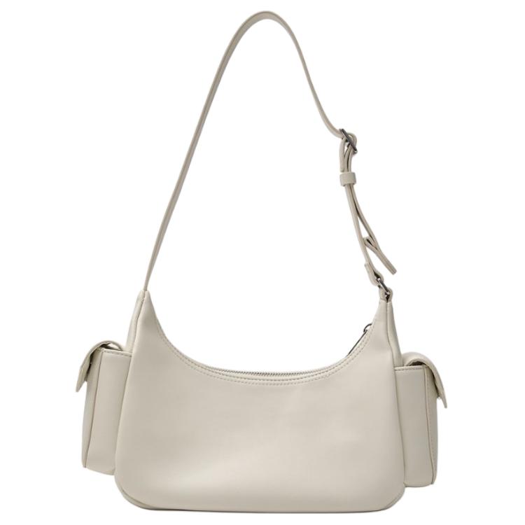 MLB Multi-Pocket Casual Work Style Polyester Shoulder Bag Women bags Cream 3ABQBV25N-50CRS