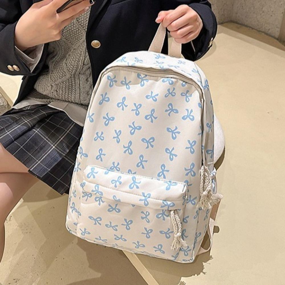 Nylon Bow Backpack Lightweight Teenagers Shoulder Bag Portable Students School Bag Outdoor