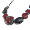 [J1985] - Designer Necklace 'Harlequin' Gray Red