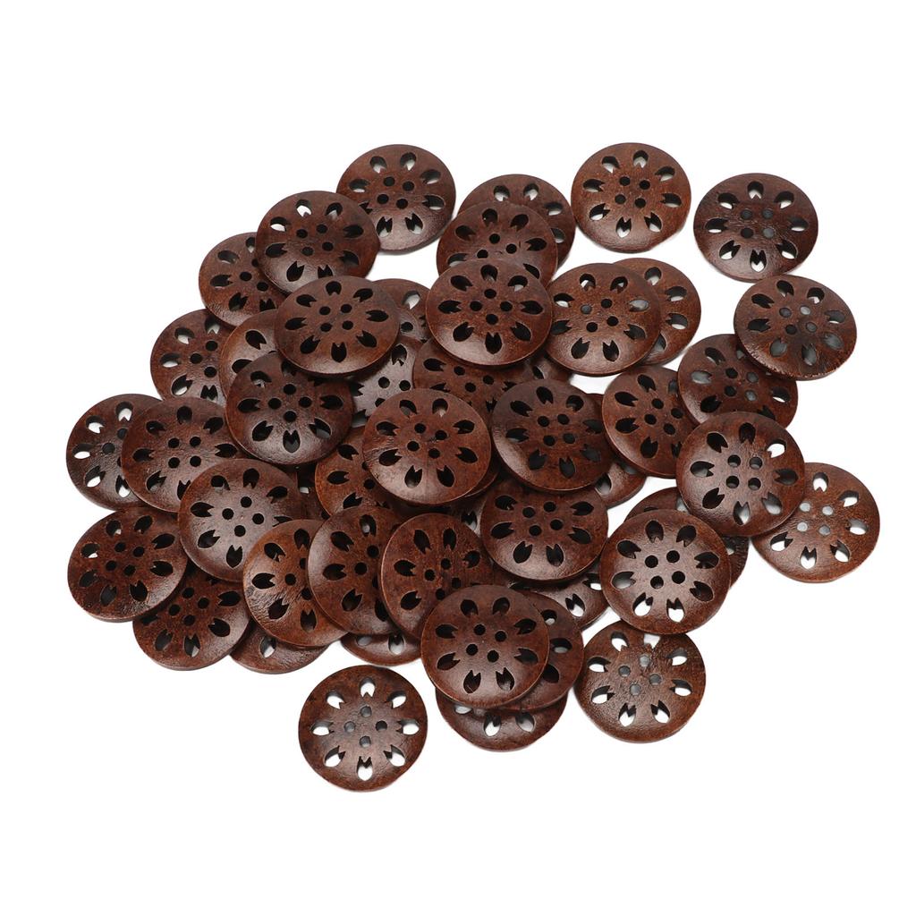 50 Pcs Wooden Buttons Vintage Beautiful 4 Holes Decorative Buttons for DIY Craft Sewing Clothing