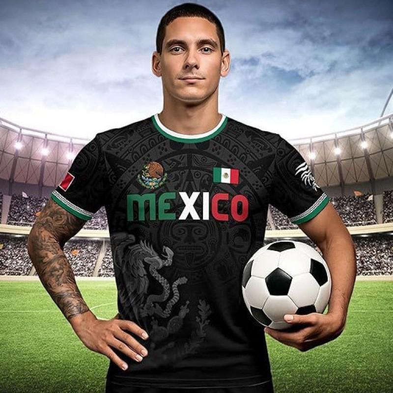 Mens Mexico National Team 3D Printed Quick Dry Breathable Short Sleeve T-Shirt Sport Casual Loose Fit