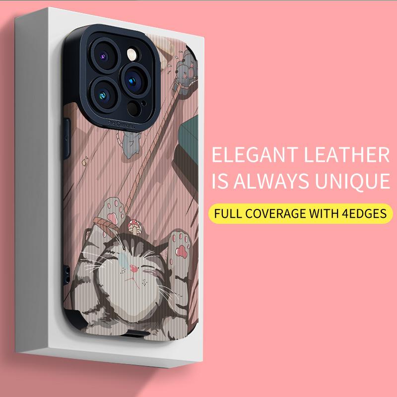 Персонализированный кожаный мягкий силиконовый чехол с милым котом и принтом для телефона, задняя крышка с объективом камеры, полная защита