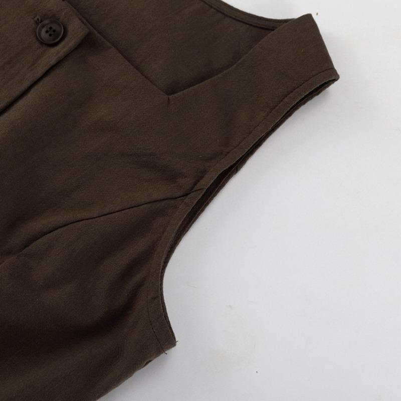 Spring Summer Slim Solid Color Cotton 2 Piece Sets Women 2025 Elegant Sleeveless Single Breasted Tank Top with High Waist Long Skirts Set