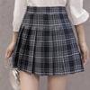 Women Mini Pleated Skirt Casual Loose Plaid Skirt Korean Style A-Line Skirt High Waist Skirt