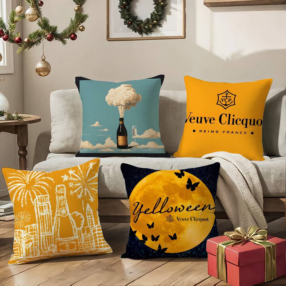 Бренд шампанского Veuve Clicquot-C Наволочка Комфорт Диван-кровать Шелковистая Элегантная Невидимая молния На заказ Декоративная c