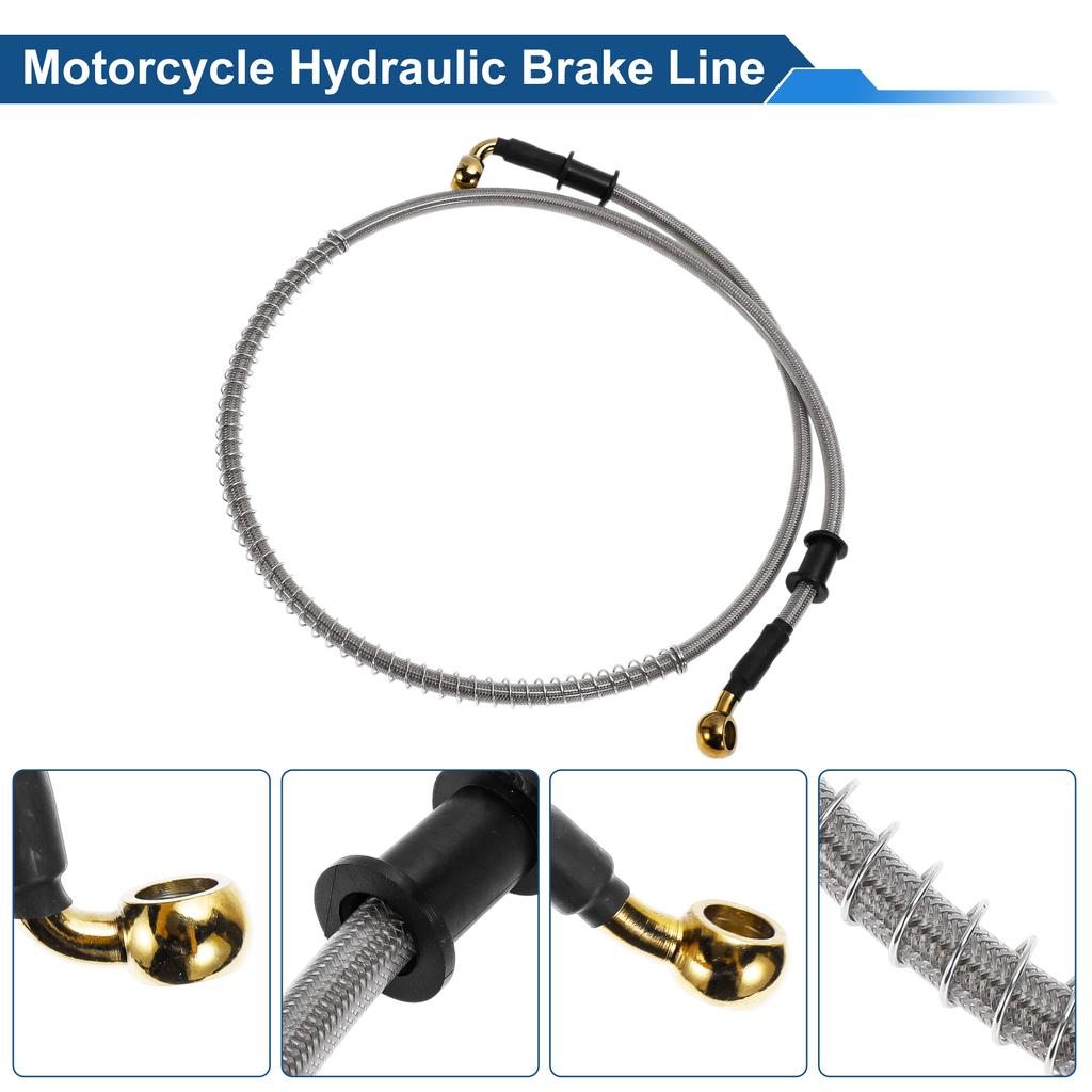 Motoforti 100cm Motorcycle Brake Clutch Oil Hose Line Silver Tone 1 Pc