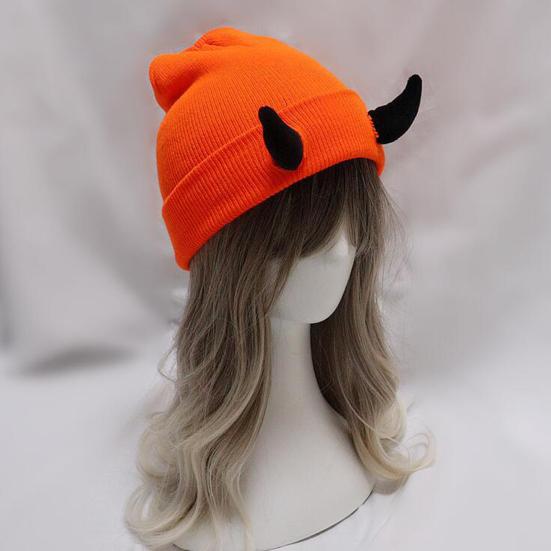 Вязаная шапка-бини с рогами дьявола, зимняя шапка-череп для мужчин и женщин с рогами для катания на лыжах в холодную погоду, теплая вязаная шапка ручной работы с рогами демона