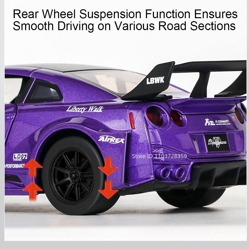Масштаб 1:24 Gtr-Csr2 R34 Спортивный Автомобиль Модель Игрушка Музыка Свет Оттянуть Металлический Корпус Пластиковое Шасси Миниатюрные Машинки Модели Для Детей Мальчика