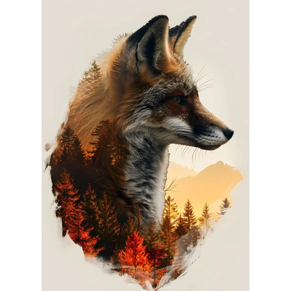Animal and Forest Poster Eagle Wolf Tiger Lion Cat Panda Fox Tree Canvas  for Living Room Home Decor Wall Art Mural