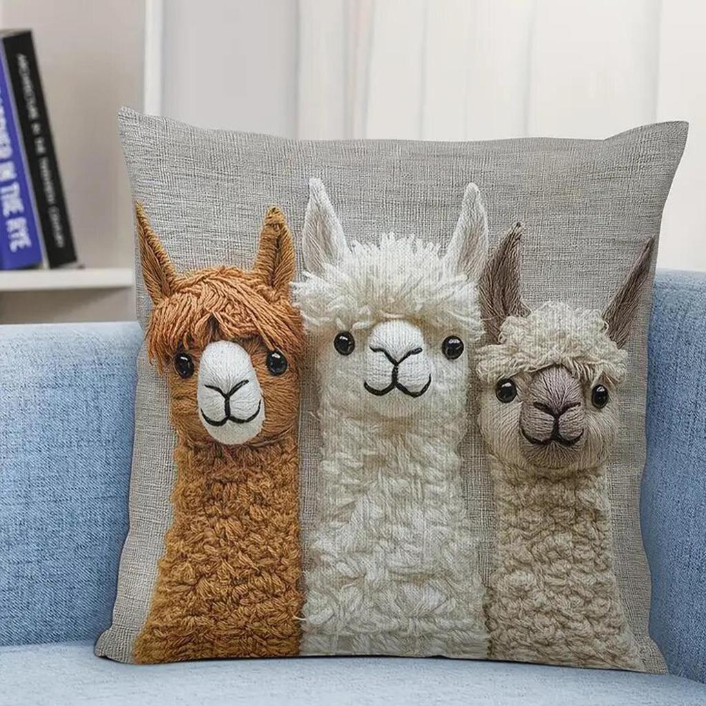 Ретро Мягкая Альпака Односторонняя Наволочка 17.7x17.7дюймов Декоративные Наволочки для Гостиной Спальни Стула