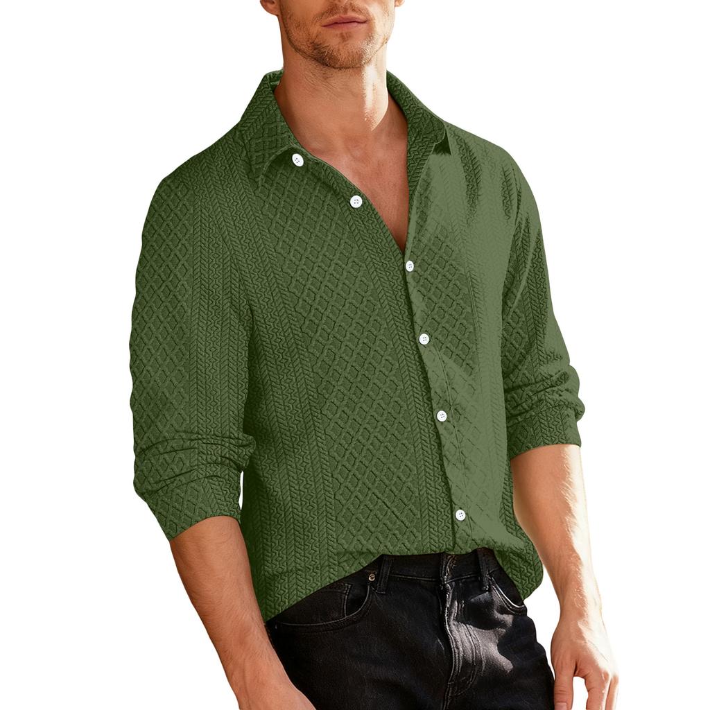 Мужская льняная рубашка с длинным рукавом, рубашка с отложным воротником, рубашка в стиле business casual, деловая рубашка, рубашка стандартного кроя