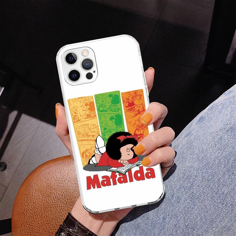 Cartoon Cute Mafalda Phone Case For iPhone 17 Air 16 Pro Max 16E 15 + 14 Plus 11 12 13 Mini 7 8 SE Gift Print Cover Fundas
