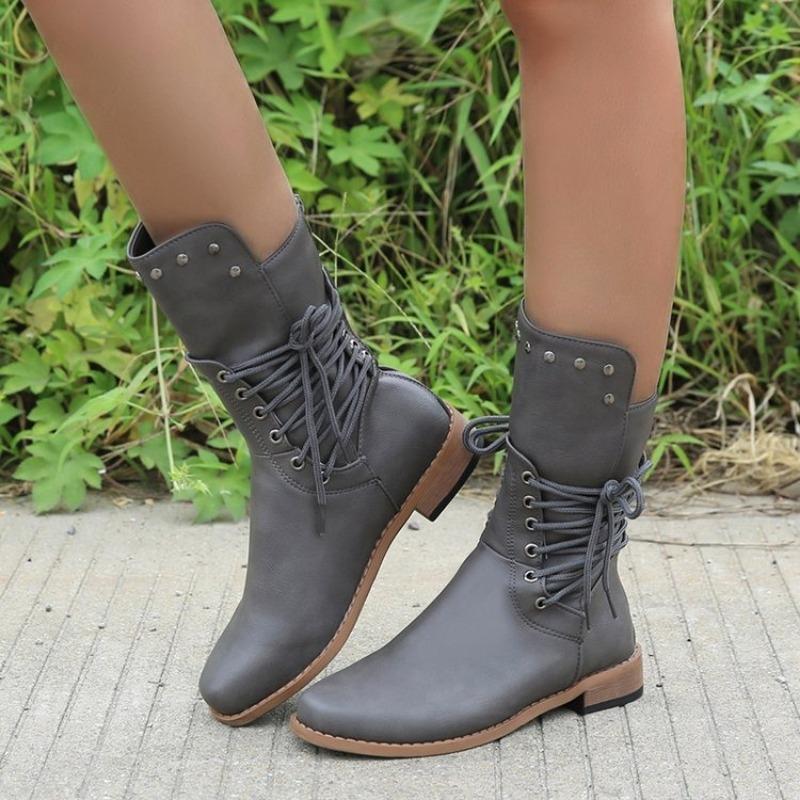 Fashion New 2024 Women Ankle Boots Fashion Retro High Top Woman Round Toe Shoes Low-heeled Belt Buckle Short Boot Botas De Mujer