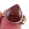 Natural Mahogany Obsidian Gemstone 925 Sterling Silver Two Tone Ring Size 7 F7N42