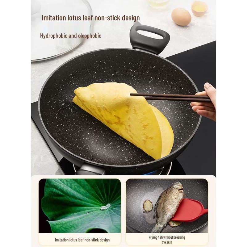 ASD 28cm Maifan Stone Non-Stick Flat Bottom Wok