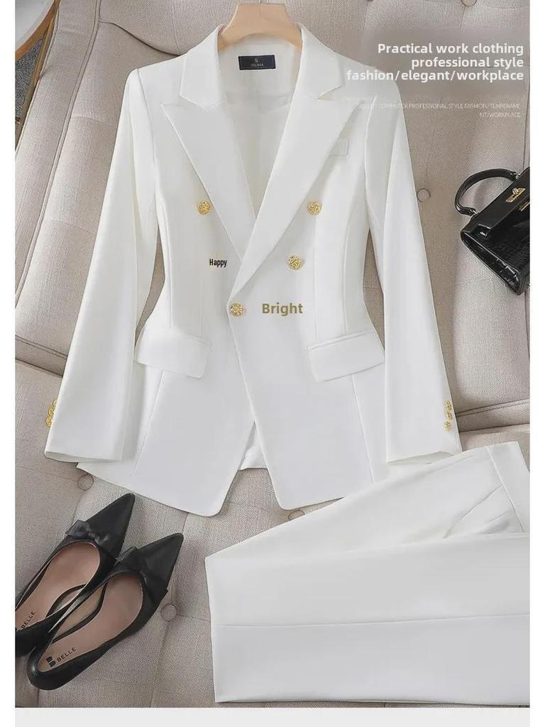 Zihong Women's White High-End Formal Suit Set - Goddess Style 8017