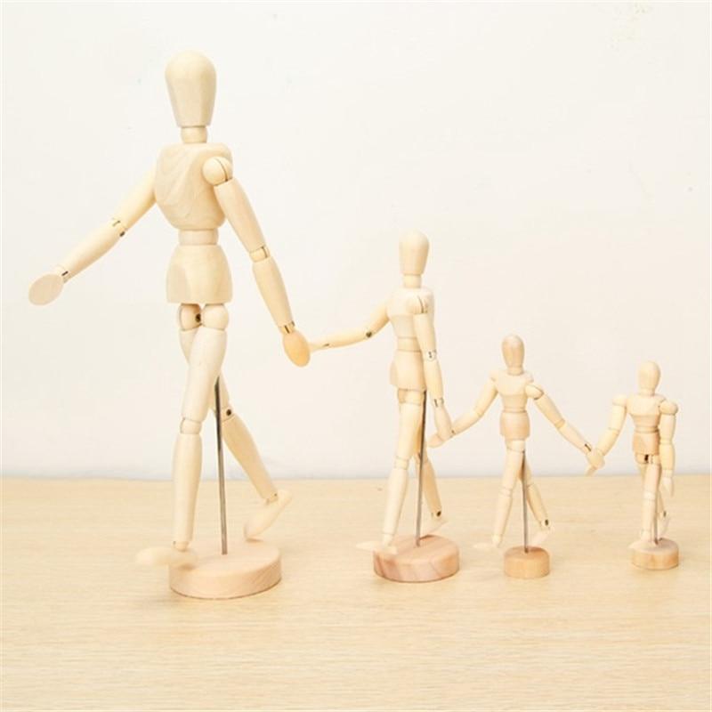 Wooden Jointed Doll Man Artist Figures Model Cartoon Blockhead Jointed Model Puppet