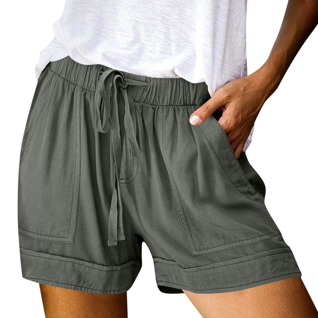 Женские повседневные летние эластичные пляжные шорты однотонные повседневные шорты