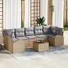 8-Piece Garden Sofa Set with Beige Cushions Rattan Acacia, 2-Seater Garden Sofa with Storage&Cushions 3356215