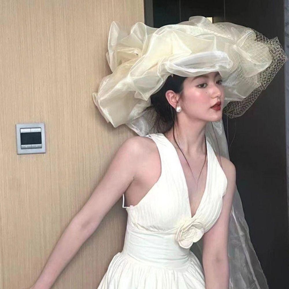French Style Bridal Hats Plus Size Wedding Headwear Romantic Bride Headdress Hair Accessories