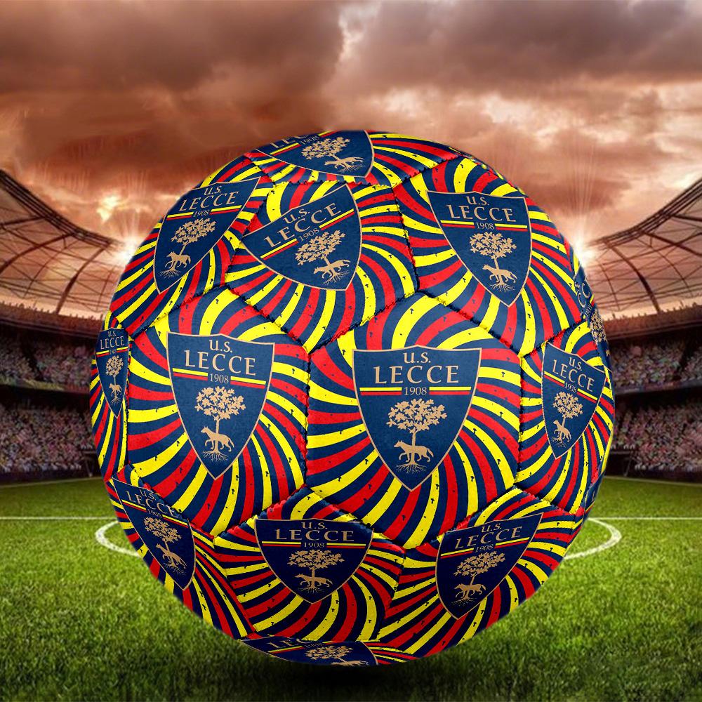 Unione Sportiva Lecce Indoor Soccer Ball Size 5 Colorful All Ages Machine Stitched PVC Competition Ready Durable High-Bounce