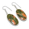 Натуральный камень Унакит Ручная работа Серьги из стерлингового серебра 925 пробы 1,81" AEE-11024
