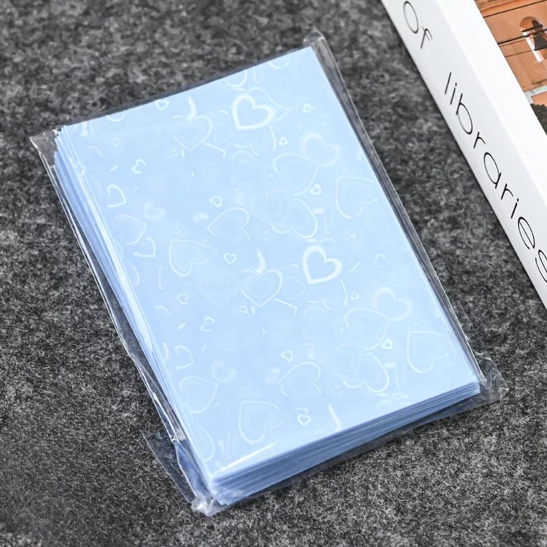 50pcs Simplicity Shiny Kpop Idol Photocard Holder Chic Ins Korean Glitter Heart Style Photocard Cover Case ID Student Card Film
