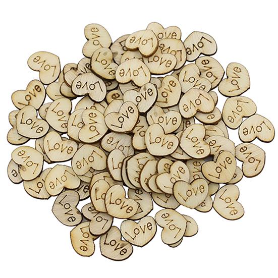 100Pcs Love Heart No Hole Wood Buttons Sewing Craft Clothes Decor DIY Scrapbooking