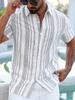 Printed Design - Not Textured] 2026 Summer New Arrival Men's Plus Size Shirt Comfortable Casual Top - New Summer Men's Short Sleeve Shirt - Striped