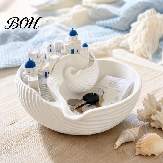 Dressing Table Tray Conch Storage Bowl, Desk Decorative Tray, Exquisite Greek Bowl Island Charm for Keys Jewelry Coins Coastal Decor