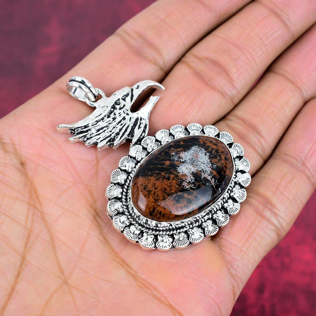Ювелирные изделия из красного дерева и обсидиана, кулон из цельного серебра 925 пробы, кулон из драгоценных камней ручной работы на День памяти