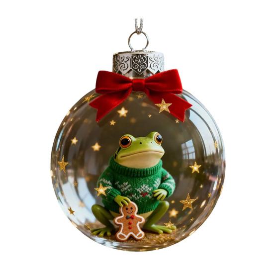 Рождественская лягушка, плоская акриловая подвеска 2D, украшение на елку с дикими животными, праздничное украшение комнаты, значимые подарки для детей