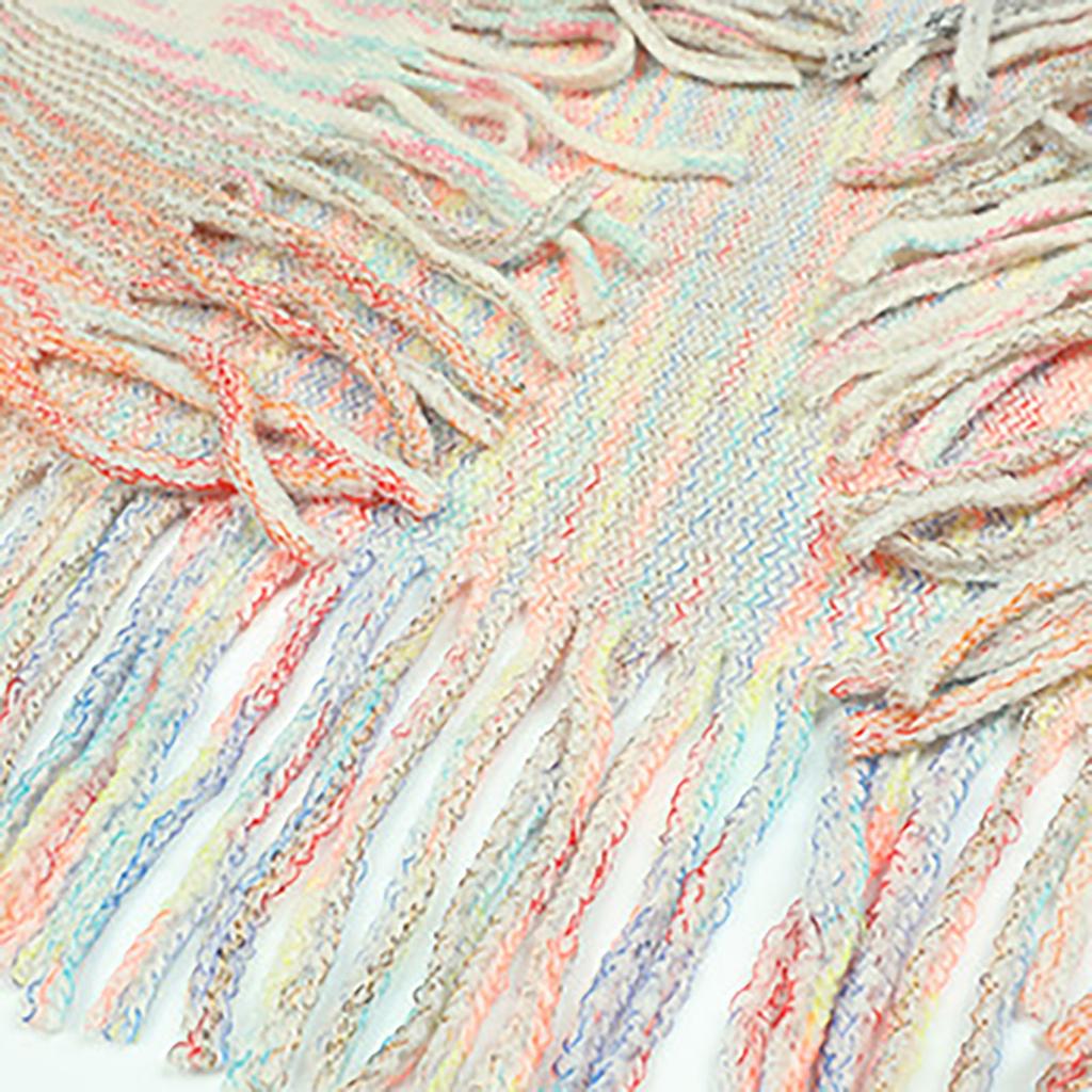 Женская Ретро Мода Теплая Полосатая Накидка с Кисточками, Воротник, Вязаная Шаль