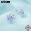 WOSTU Серьги-гвоздики из стерлингового серебра 925 пробы с фиолетовым цветком и нано-опаловым камнем, ювелирные изделия для женщин и девочек, милый подарок