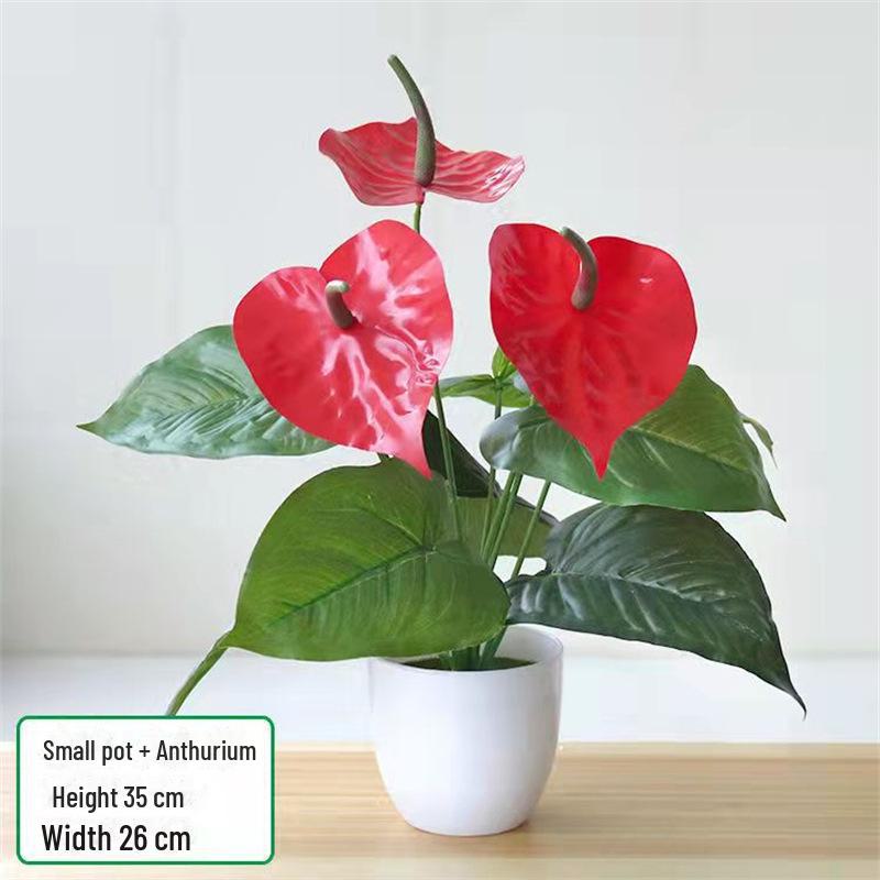 Декоративный набор небольших искусственных цветов в горшках для декора дома и гостиной