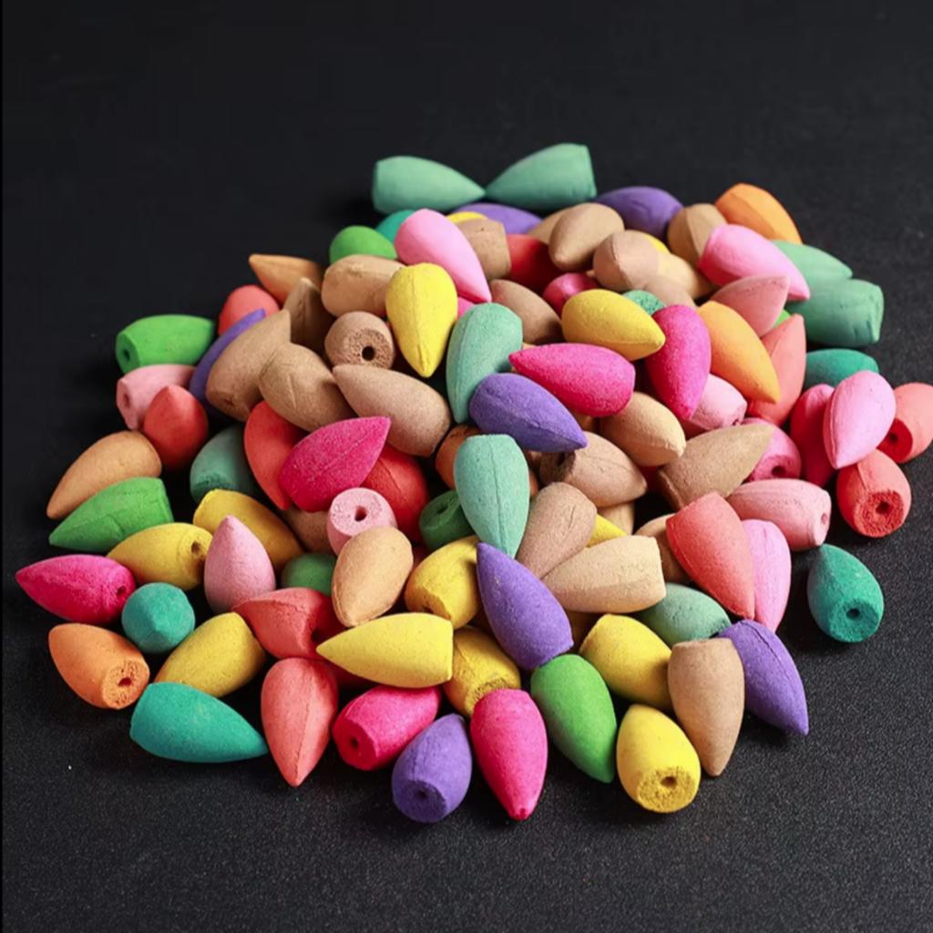 Incense cones for the fireplace, set of 100 pieces, colorful fragrance inserts