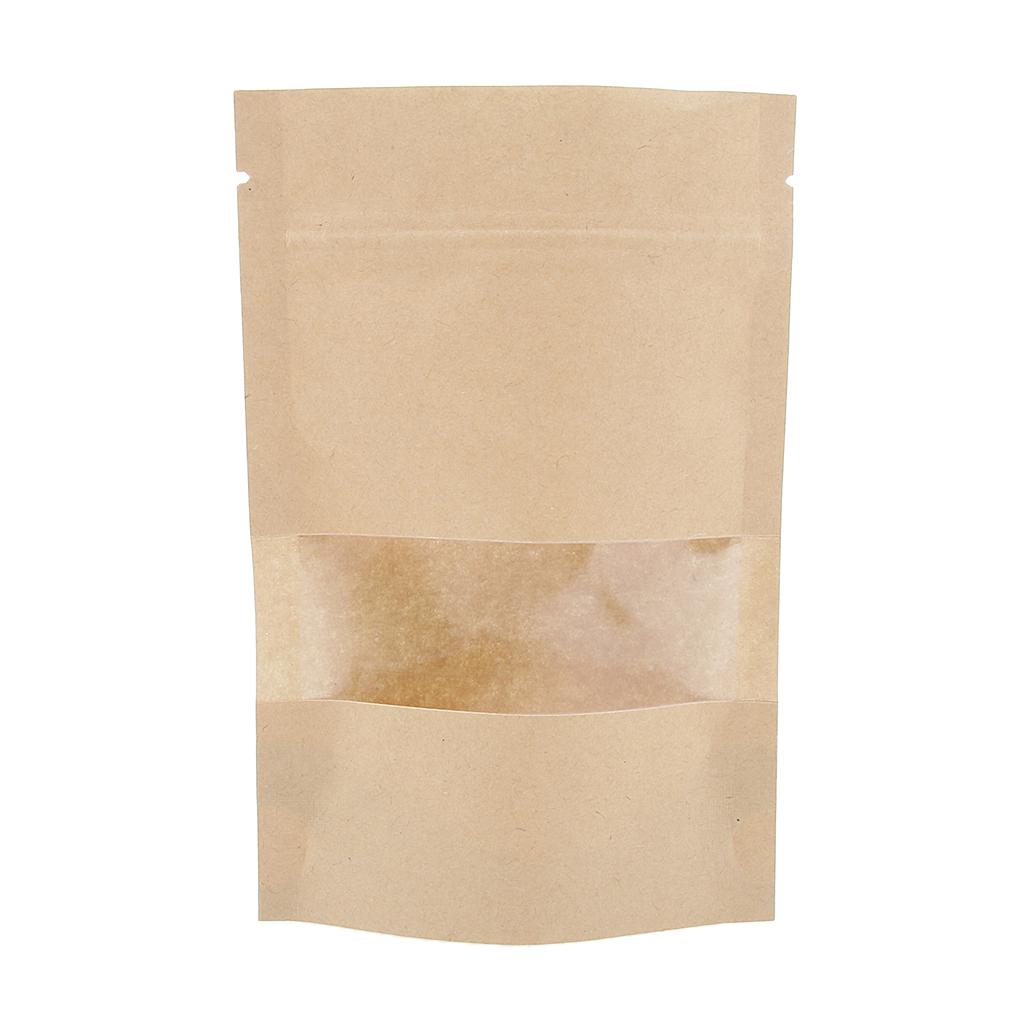 50x бумажный пакет из крафт-бумаги Stand Up Pouch Food Zip Lock Упаковка с окошком 9x14+3