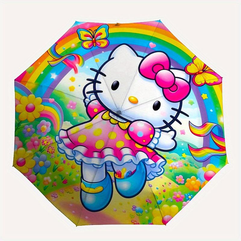 1pc Hello Kitty Rainbow Garden Umbrella with Plastic Handle,Suitable for All Seasons Home Travel Outdoor UmbrellaSanlio420