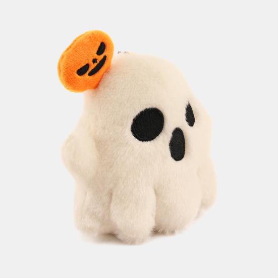 Plush Ghost Keychain Halloween Ghost/Pumpkin Black Cat Figurine, Soft Stuffed Doll Backpack Charm with Hanging Chain, Creative Photography Props
