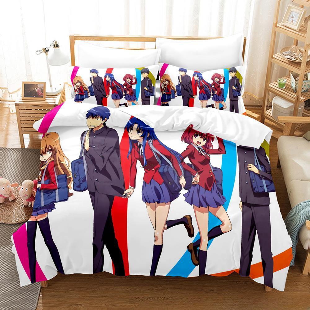 Комплект постельного белья Toradora Single Twin Full Queen King Size Bed Set Adult Kids Bedroom Duvet Cover Sets 3D Print Anime Bed Sets